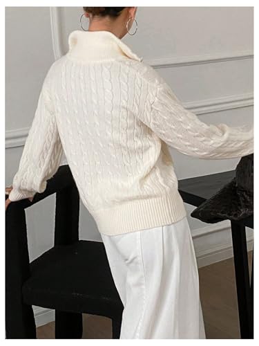 SOLY HUX Women's Half Zip Sweater Collared Long Sleeve Cable Knit Casual Trendy Pullover Tops2