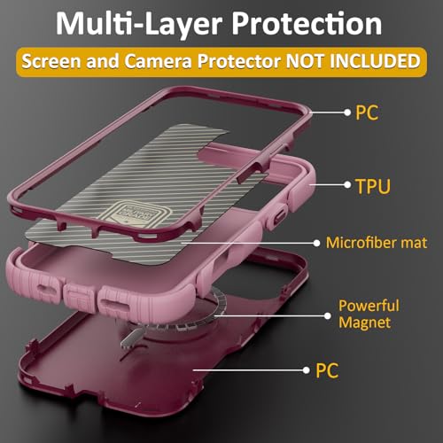Follaroma for iPhone 16 Pro Case, Compatible with MagSafe, Heavy Duty Shockproof Protective Cover, Anti-Scratch Anti-Fingerprint Matte Two-Tone Design, Purple Pink by Follaroma - Image 4