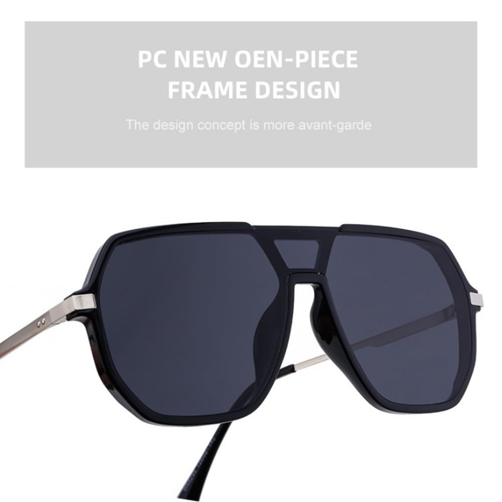 Modne, duże kwadratowe okulary przeciwsłoneczne, męskie i damskie, jednoczęściowe, nieregularne, metalowe, modne okulary w stylu vintage, UV400
