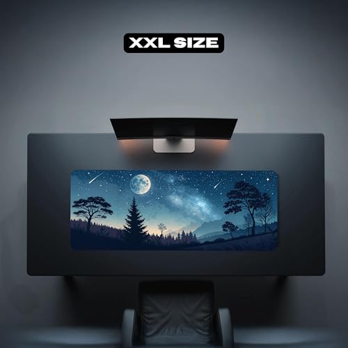 Image of Mystic Nightfall Premium Desk Mat | Anti-Skid | Anti-Slip | 80 x 30 cm | Laptop Mat for Work from Home /Office /Gaming- Extended Mouse pad and Keyboard Desk mat