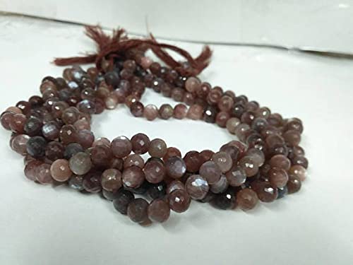 Pierre de lune marron en perles rondes facettées 7.5-7.8mm pour fil de bijoux