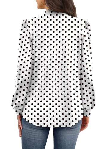 Image of WIHOLL Long Sleeve Shirts for Women Mock Neck Tops Pleated Front Blouses Dressy Casual Spring Fall Clothes 2026 Fashion