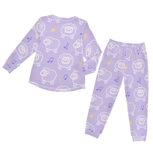 Little Sheep Music Soft Pajama Set for All Seasons,Breathable Pjs Long Sleeve Sleepwear,Comfy Loungewear 2 Piece Underwear Set 4T2