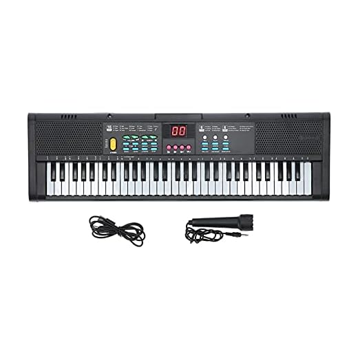 Piano de Teclado Teclado Portátil de 61 Teclas, Teclado Musical Digital Multifuncional Eléctrico para Principiantes, Niños Pequeños, Adultos, Instrumento de Teclado con Micrófono