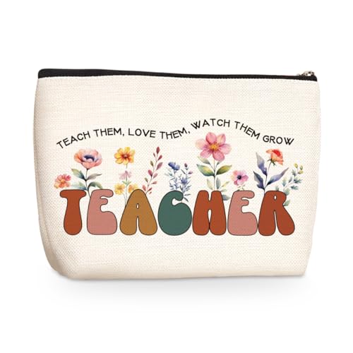 Teacher Gifts Cosmetic Bag Teacher Appreciation Gifts Makeup Organizer Bag Teacher Must Haves Travel Toiletry Bags Retirement Christmas Birthday Gift for Women Friends Mentor Daycare