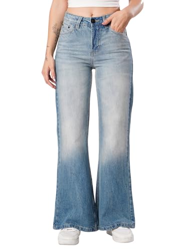 Image of BENE KLEED Women's Blue Pure Cotton Solid Jeans | Jeans | Plain-Bootcut Fit