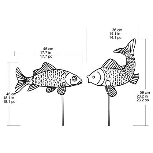 Garden Sculptures & Statues | Garden Statues | Fish Statue | Antique Copper Fish Garden Statue | Set Of 2 Fish Sculpture Garden For Outdoors, Patio Decor, Backyard And Home Kitchen Decoration #TOP5