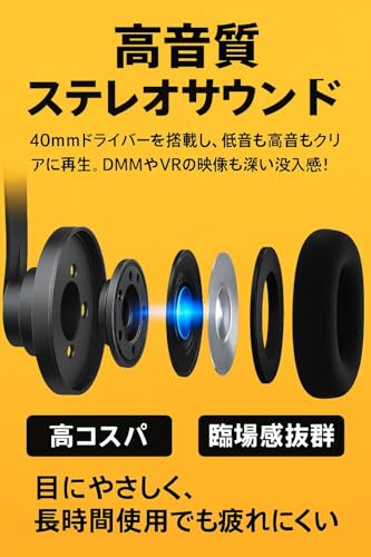VR SHINECON VRゴーグル スマホ用 DMM・360度動画対応 3D没入体験 ヘッドホン一体型・軽量設計・日本語説明書付 iPhone/Android対応 G02ED の商品画像 2