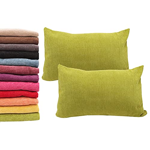Meishida Juego de 2 Fundas de Cojín 40 x 60 cm Tejido de Chenilla Suave, Fundas Almohada con Cremallera Oculta Decorativa para Sofá y Cama (Verde, 40 x 60 cm)