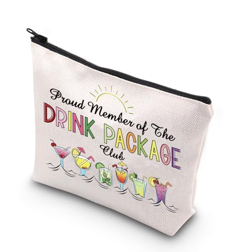 WCGXKO Funny Drinking Cruise Gift Cruise Themed Gift Vacation Gift Proud Member Of The Drink Package Club Zipper Pouch Makeup Bag (DRINK PACKAGE)