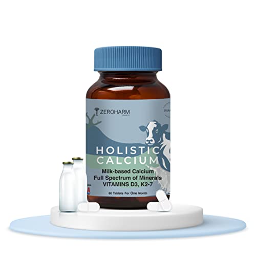 ZEROHARM Holistic Calcium Tablets for Women and Men – Milk Based Calcium Supplement with Vitamin D3, K2-7, Magnesium & Phosphorous – Best Joint Support & Bone Strength Supplement (60 Tablets) ZEROHARM Holistic Calcium Tablets for Women and Men – Milk Based Calcium Supplement with Vitamin D3, K2-7, Magnesium & Phosphorous – Best Joint Support & Bone Strength Supplement (60 Tablets)