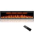 72 inches Electric Fireplace, Recessed and Wall Mounted Fireplace Heater and Linear Fireplace Inserts, Adjustable Heaing& Remote Control& Touchscreen, Multicolor Flame & Realistic logs,1500W, Black