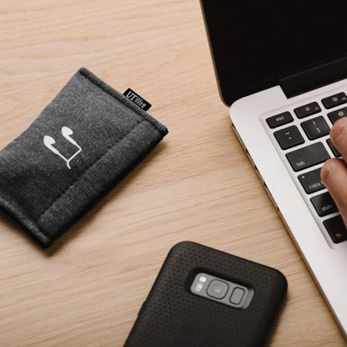 UT Wire [2 Pack] Pocket Snap & Store Earphone Case Pouch, Black with Solid Grey Interior