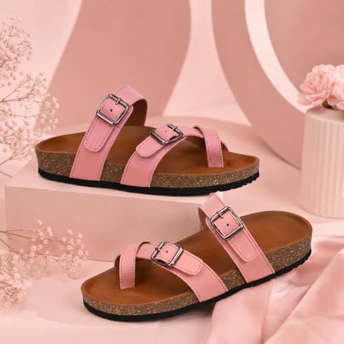 Image of Centrino Women's Berkin-Style Slip-On Sandals | Open Toe Design | Soft PU Footbed | Lightweight & Comfortable | Arch Support | On-Grip Sole | Casual Outdoor Wear (7693)