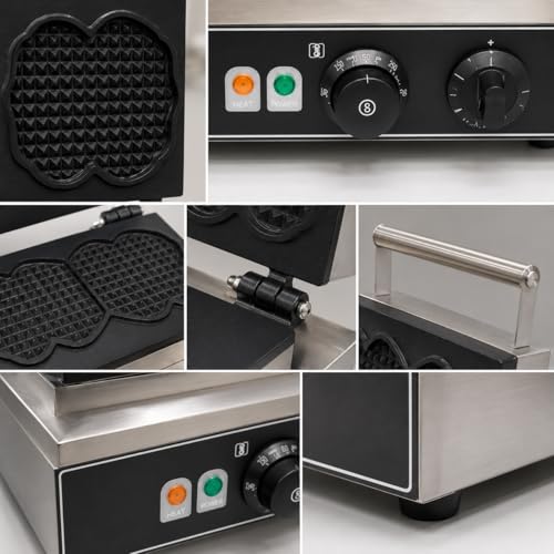 Image of 2PCS Round Waffle Machine, Commercial Electric Waffle Maker Machine, Professional Belgian Waffle Maker for Cafe Bakery
