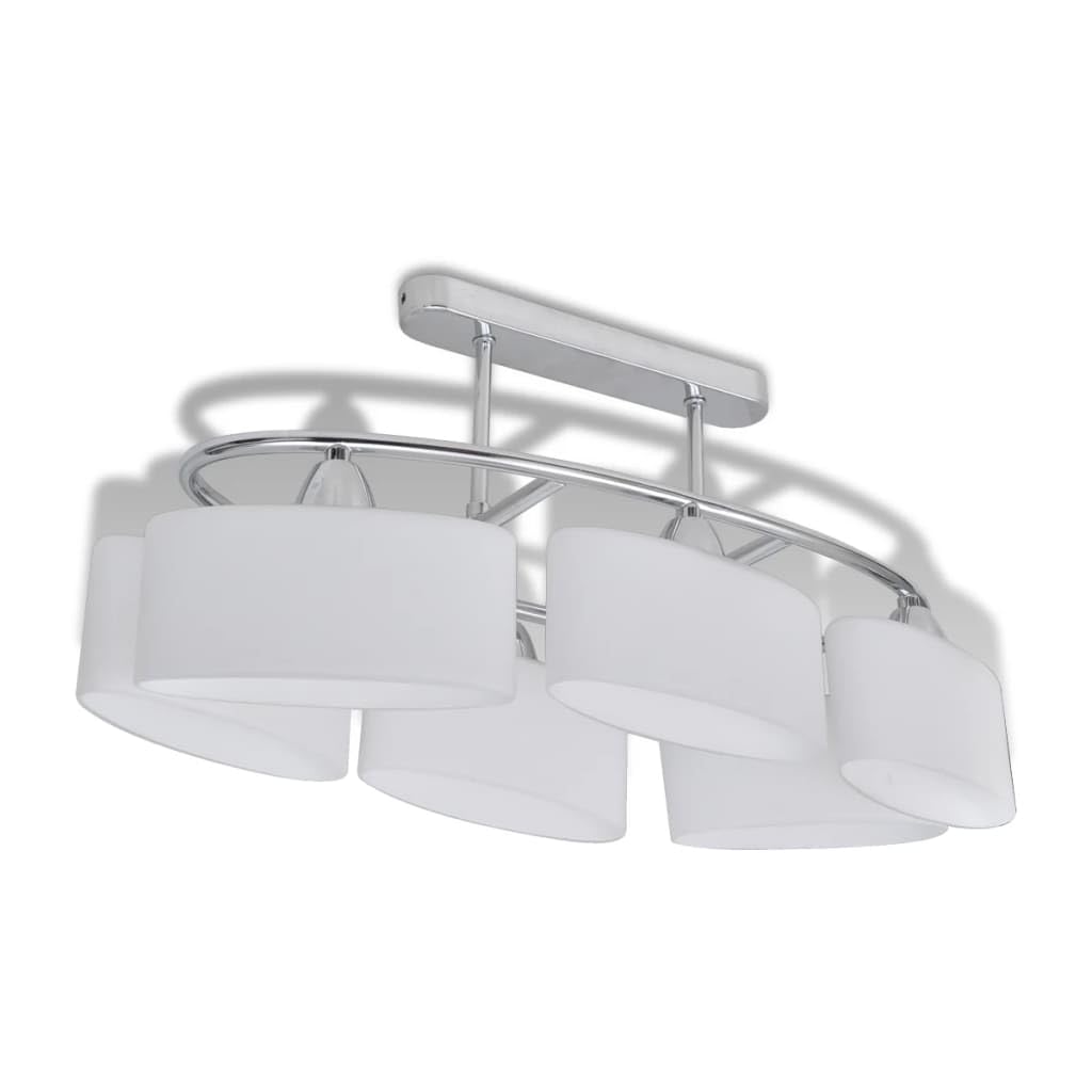 Vidaxl Ceiling Lamp With Ellipsoid Glass Shades 6 E14 Bulbs Pendant Light