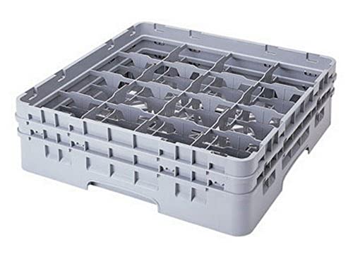 Cambro 16S318-151 3-5/8-Inch Camrack Polypropylene Stemware and Tumbler Glass Rack with 16 Compartments, Full, Soft Gray
