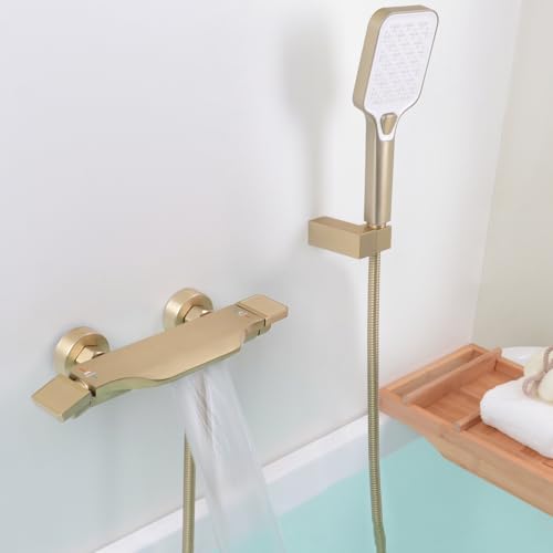 SHANFO Robinet de Baignoire Cascade, Mitigeur Baignoire avec Douchette, Mitigeur Bain Douche Mural,...