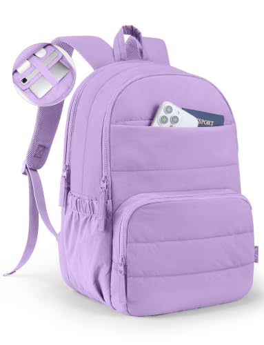 Image of Uselike Travel Backpack for Women, 15.6 Inch Laptop Backpack, Quilted College Bookbag, Cute Work Backpacks, Water Resistant (Lavender Purple)