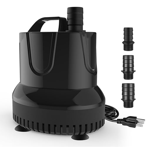 Simple Deluxe 660GPH Submersible Water Fountain Pump, (2500L/H, 45W) Quick Water Change Aquarium Pump, 8.2ft High Lift, for Fish Tank, Pond, Hydroponics, Black