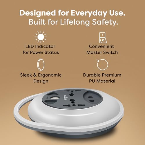 Image of Wipro North West Flex Box Extension Cord with 2 Universal 3 Pin Socket & 1 Units of 2 Pin Sockets, with Master Switch & Indicator | 5 mtr Long Copper Wire | Power Strip for Home, Office | Pack of 1