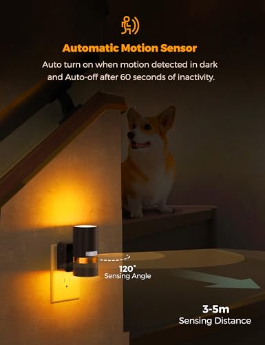 Image of L LOHAS LED Motion Sensor Night Light Plug in, Amber, 2 Pack