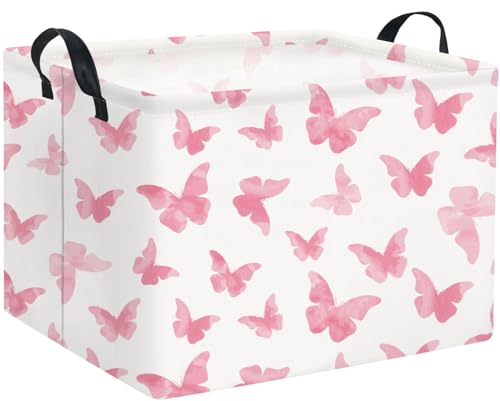 Image of TIBAOLOVER Rectangular Butterfly Basket Kids Baby Storage Basket Cute Toy Storage Bin Organizer Shelf Boom Room Decor(Butterfly)