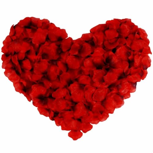Image of SATYAM KRAFT 300 Pcs Artificial Rose Petals for Home Decor, Table, Bedroom, Party,Bridal Shower, Candle Night Dinner, Festival, Events, Wedding, Christmas, Valentine's Day Decoration (Black & Red)