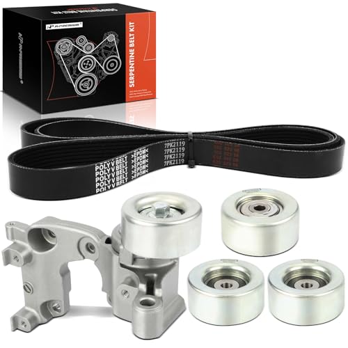 A-Premium Engine Serpentine Belt Drive Kit Compatible with Toyota Tacoma 2005-2015, Tundra 2005-2010, 4Runner 2004-2009, FJ Cruiser 2007-2009 - DOHC V6 4.0L