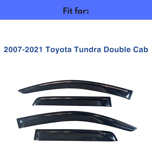 Image of IG Window Visors Fit for 2007-2021 Toyota Tundra Double Cab, Out-Channel Rain Guards Vent Wind Deflectors 4PC, Truck Accessories for 07-21 Tundra (Extended Cab Only)