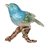 Größe: L9xB5xH7cm WPXBF Statue Statuen Finch Canary Bird Emaillierte Schmuckschatulle Halskette Ringhalter Schmuckbehälter Vogelfiguren Sammlerstücke Geschenke