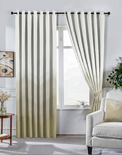 Image of Kivo Digital Print 85% Blackout Curtains for Long Door /Window, Thermal Insulated, Tie Back, Wider Width 50 in, Eyelet Curtains for Living Room /Bedroom(L Mahendi 9 ft Set - 2)