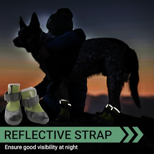 LiebeDD Hundeschuhe Pfotenschutz 4 Stück Hund Verletzung Leckschutz Hundesocken Anti Rutsch Hunde Schuhe Outdoor mit Wasserdicht Sohle, Grün, XL