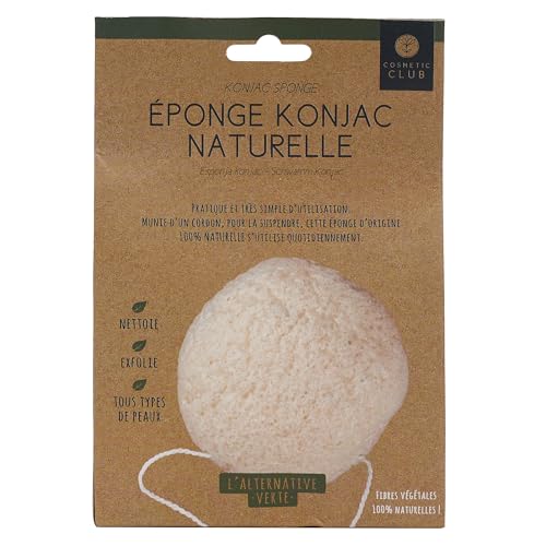 COSMETIC CLUB - SC28967 Esponja Facial Konjac con Carbón de Bambú - Limpieza Profunda - Exfoliación Suave - Apta para Todo Tipo de Piel - 1 Unidad - Blanco - imagen 9