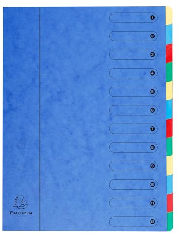Trieur HARMONIKA Exacompta 12 compartiments A4 en carte lustrée bleue x6