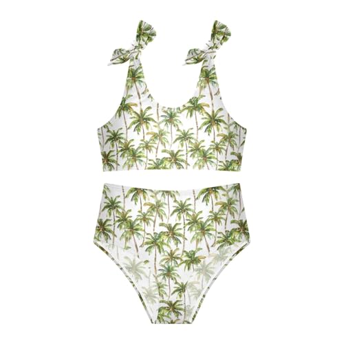 Plam Trees Girls Two Piece Tankini Swimsuits Summer Bathing Suit Beach Swimwear Set4