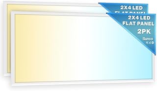 Sunco - Lámpara LED de panel plano de 2 x 4 pulgadas, para oficina, tienda comercial, 6500 lúmenes, características seleccionables, 30W/40W/50W, 4000K/5000K/6000K, regulable (0-10V), a prueba de polvo