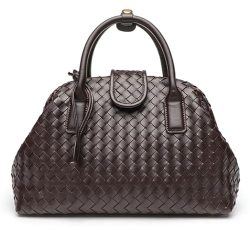 Slouchy PU Leather Woven Boston Bag Women Underarm Shoulder Hobo Bags Crossbody Purse Top-handle Tote Handbag 2025