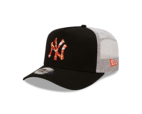 New Era New York Yankees MLB Seasonal Infill Black A-Frame Adjustable Trucker Cap - One-Size