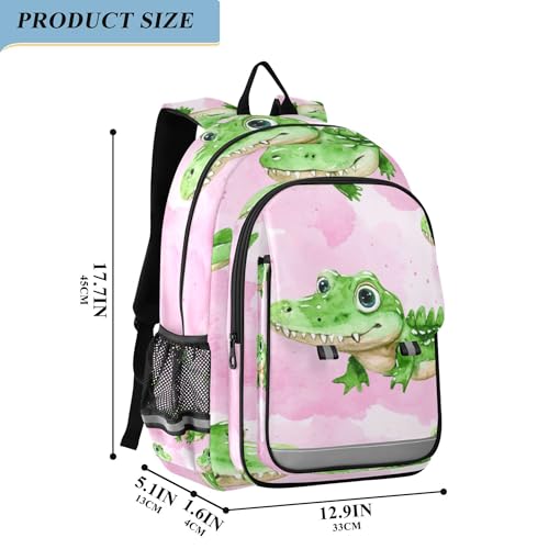 Watercolor Crocodile Backpack Lightweight Daypack Laptop Backpack School Elementary Travel Computer Bookbag2