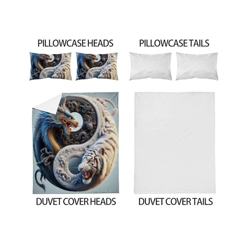 Housse de couette animaux 3D 200x200 cm microfibre zippée pour lit - 4