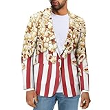 Sprowallow Popcorn One Button Casual Blazer Jacket for Men Lightweight Sports Coat with Pocket Novelty Business Suit for Party