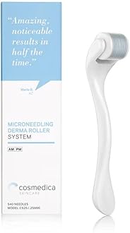 Cosmedica Microneedling Derma Roller for Face 0.25 mm Facial 540 Micro Needles, Skin Care Cosmetic Needling Instrument, Stainless Steel