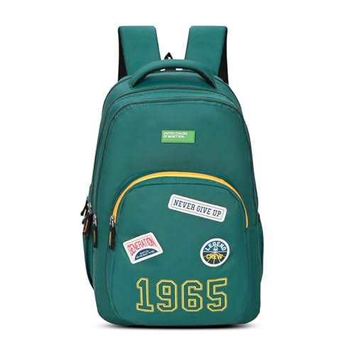 Image of United Colors of Benetton Unisex High-School Backpack LEGEND | 3-Compartment | Large Capacity Bag with Airmesh Padding | Backpack for School Girls and Boys | 28L Capacity