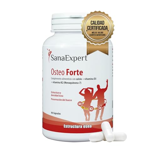 SanaExpert Osteo Forte - Suplemento Natural para la Salud Ósea - Con Calcio, Vitamina D3 y K2, Zinc...