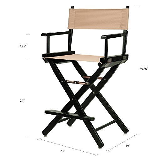 Casual Home Director Chair, Black Frame-Solid Wood, 24 Inch