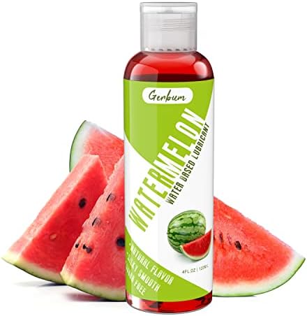 4 fl.oz. Water Based Lube Fresh Watermelon Flavored Lubricant, Silky Smooth Long-Lasting Natural Personal Lube, Sugar Free Non-Sticky, Condoms & Toys Friendly