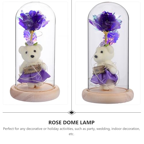 Lámpara decorativa de rosa preservada con base de madera de alta calidad 8