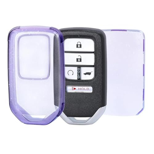 Coque clé voiture TPU raffinée effet Bling Purple pour Pilot Jazz