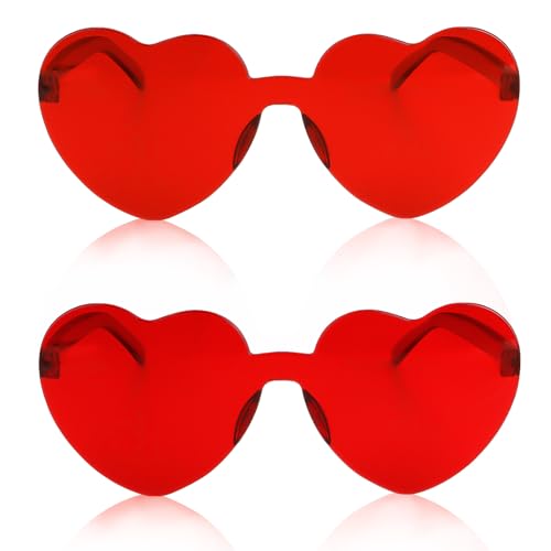 Heart Sunglasses 2 Pairs Heart Shaped Glasses for Women Girls Cute Funny Party Glasses Party Favors Accessories